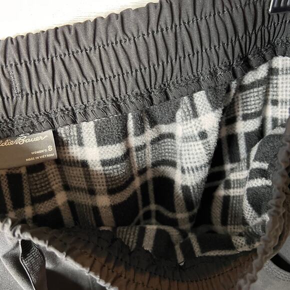 Eddie Bauer Pants Womens Size 8 Black Fleece Lined Elastic Waist Drawstrings - Picture 15 of 16